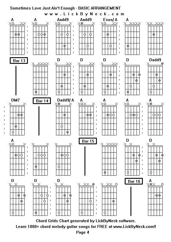 Chord Grids Chart of chord melody fingerstyle guitar song-Sometimes Love Just Ain't Enough - BASIC ARRANGEMENT,generated by LickByNeck software.